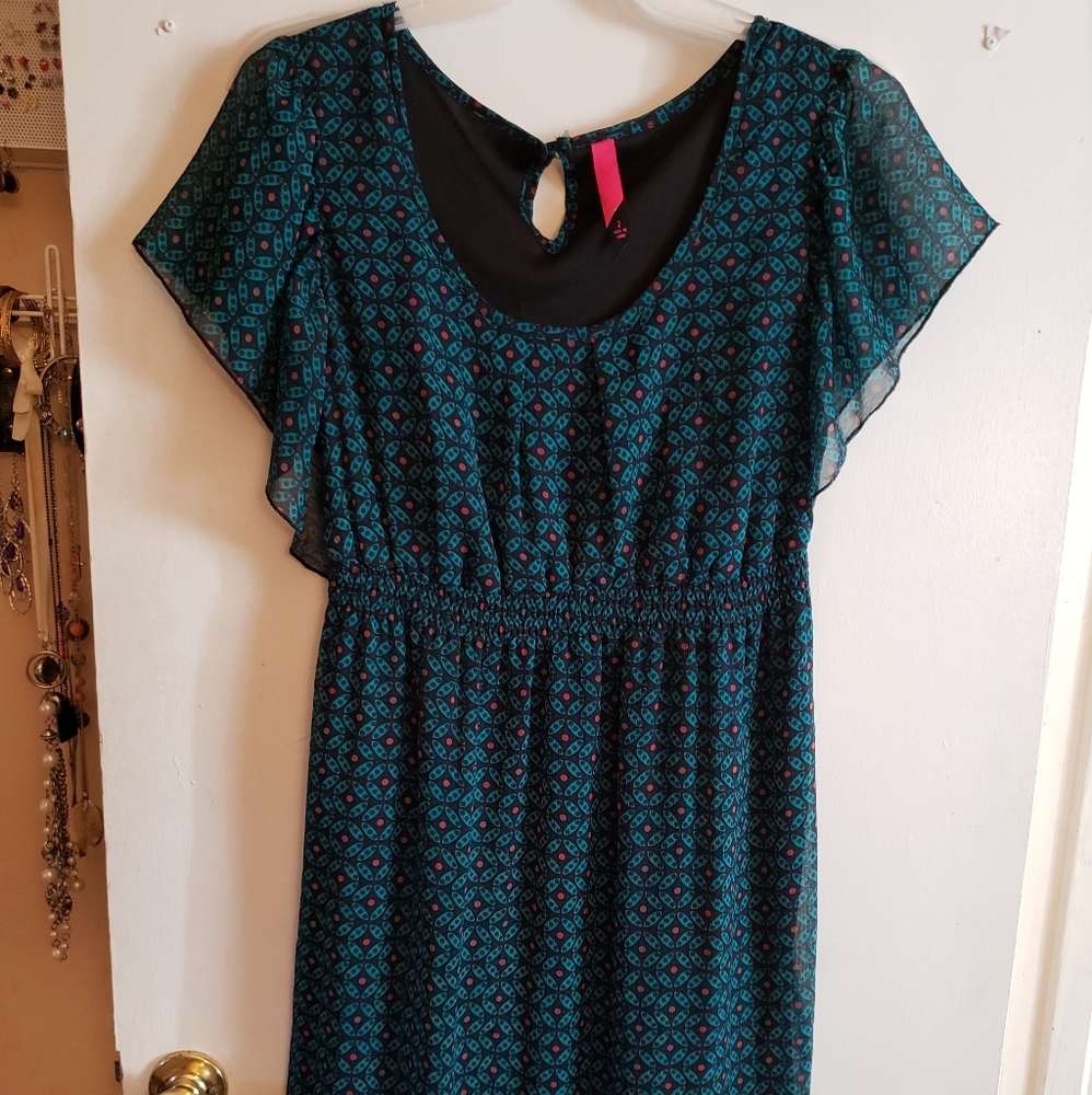 Pure Energy Chiffon Midi Dress with Elastic Waist